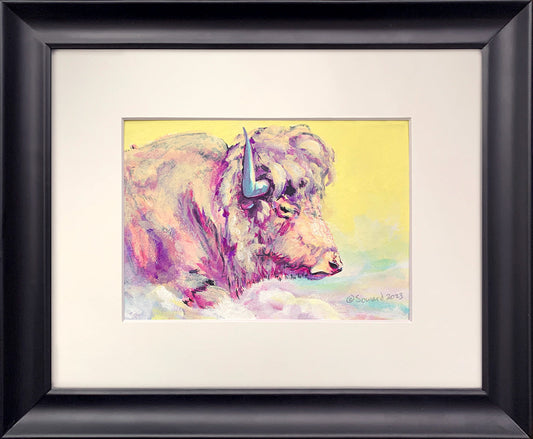 A Bison Dreams in Color, American Buffalo, Original Painting