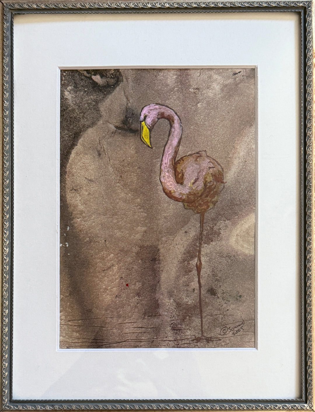 Am I Delicate? Flamingo, Original Painting