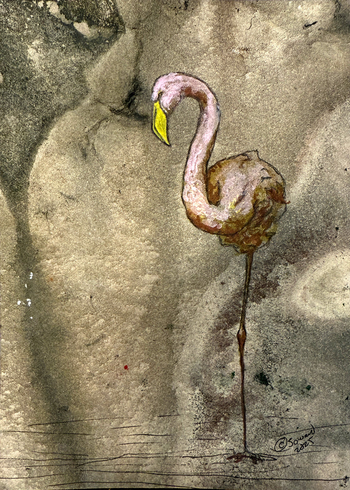 Am I Delicate? Flamingo, Original Painting
