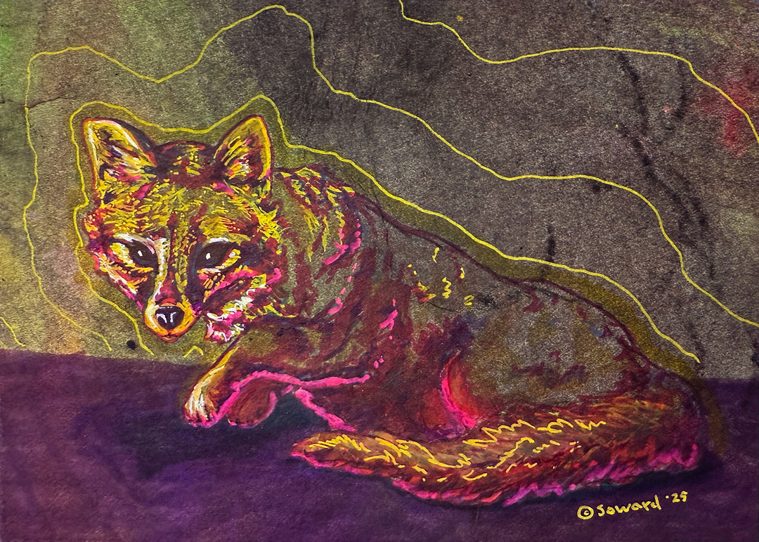 Anxious Vibes, Island Fox, Original Painting