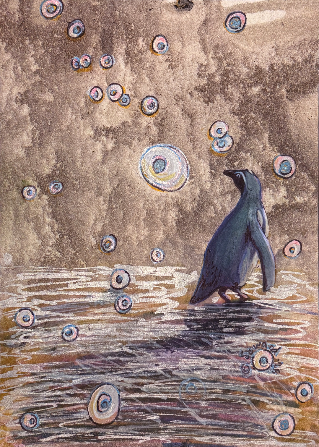 Distance, Penguins, Original Painting