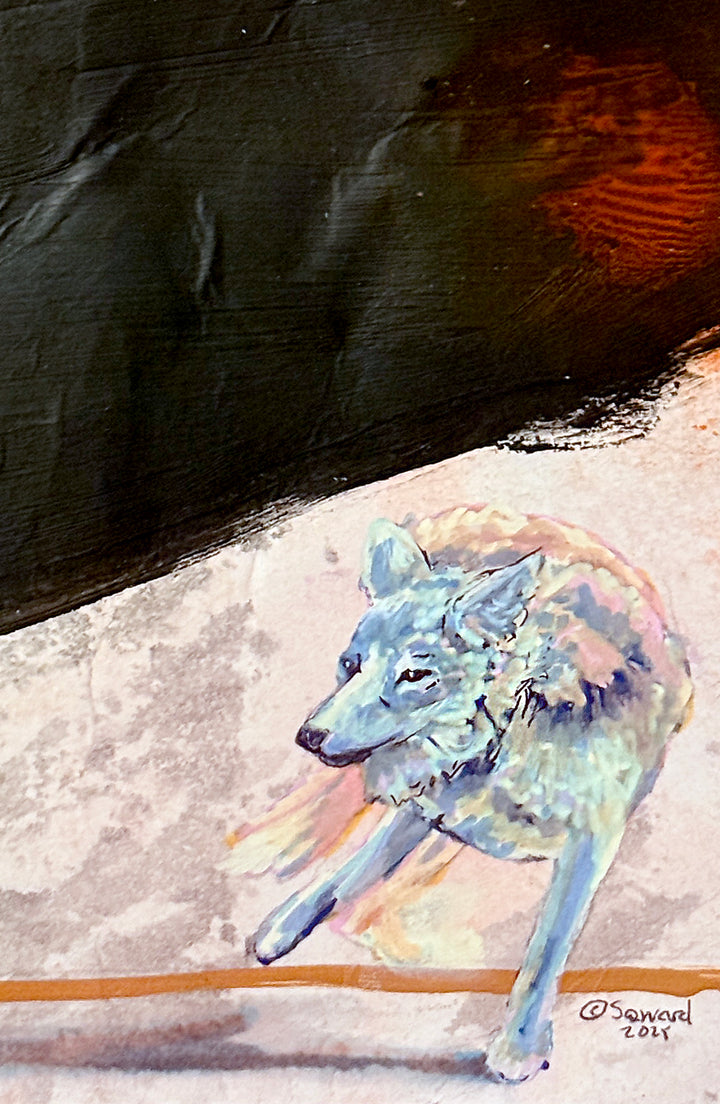 Incoming, Wolf, Original Painting