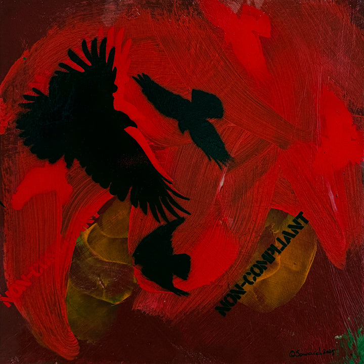 Non-Compliant, Corvids of the Red Storm, Original Painting