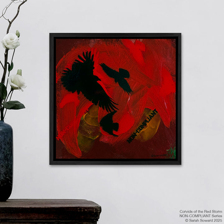 Non-Compliant, Corvids of the Red Storm, Original Painting