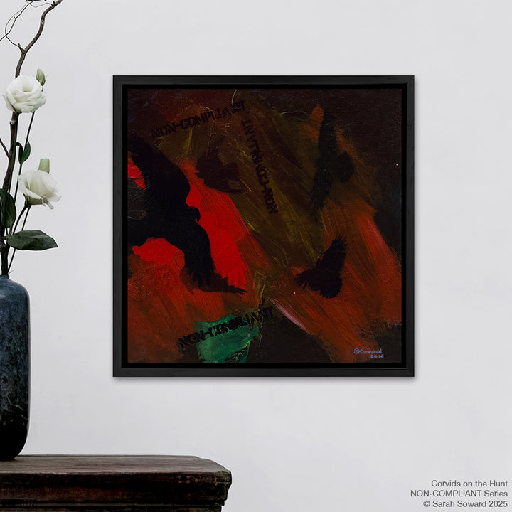 Non-Compliant, Corvids on the Hunt, Original Painting