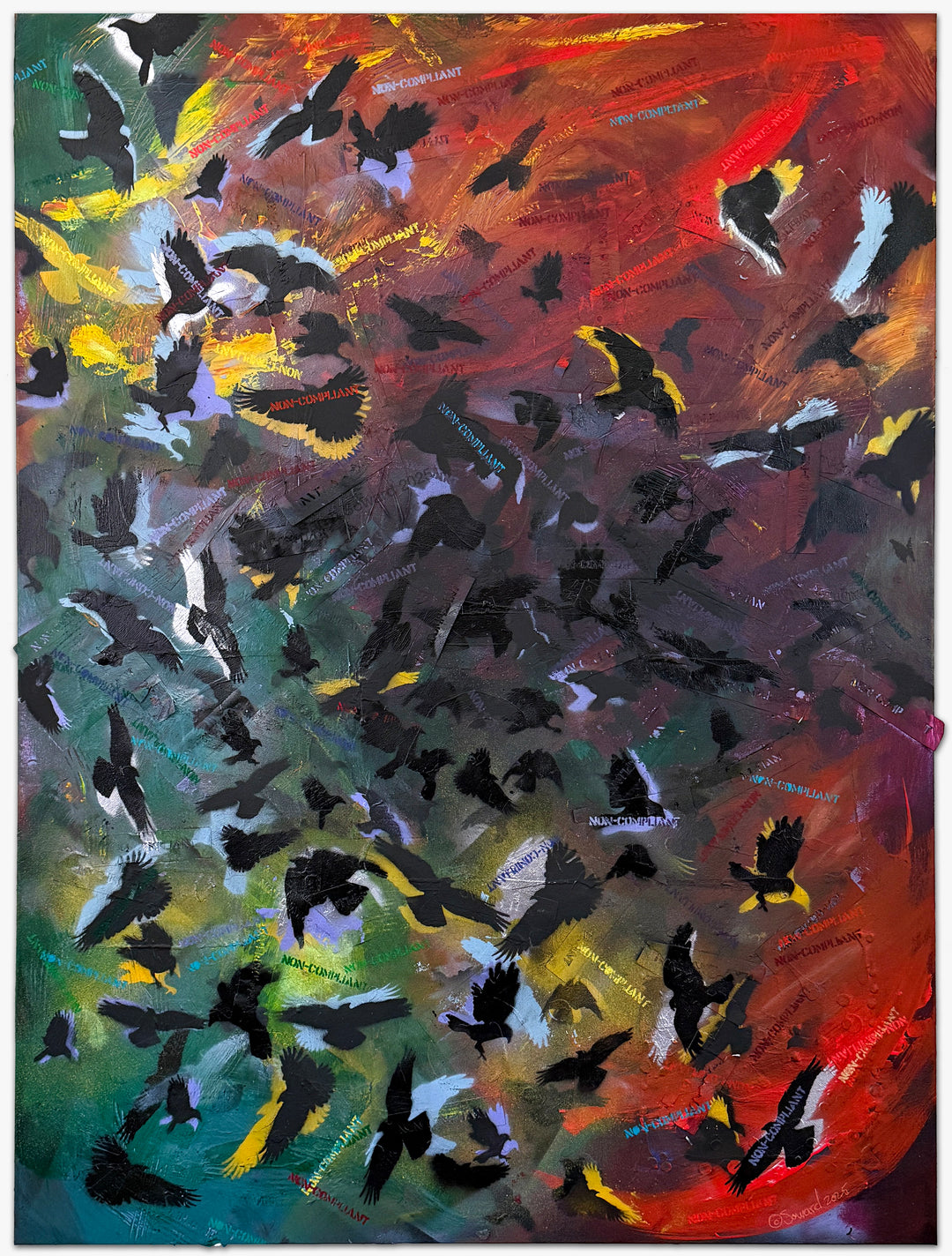 Non-Compliant Corvids, Original Painting