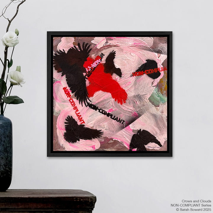 Non-Compliant, Crows and Clouds, Original Painting