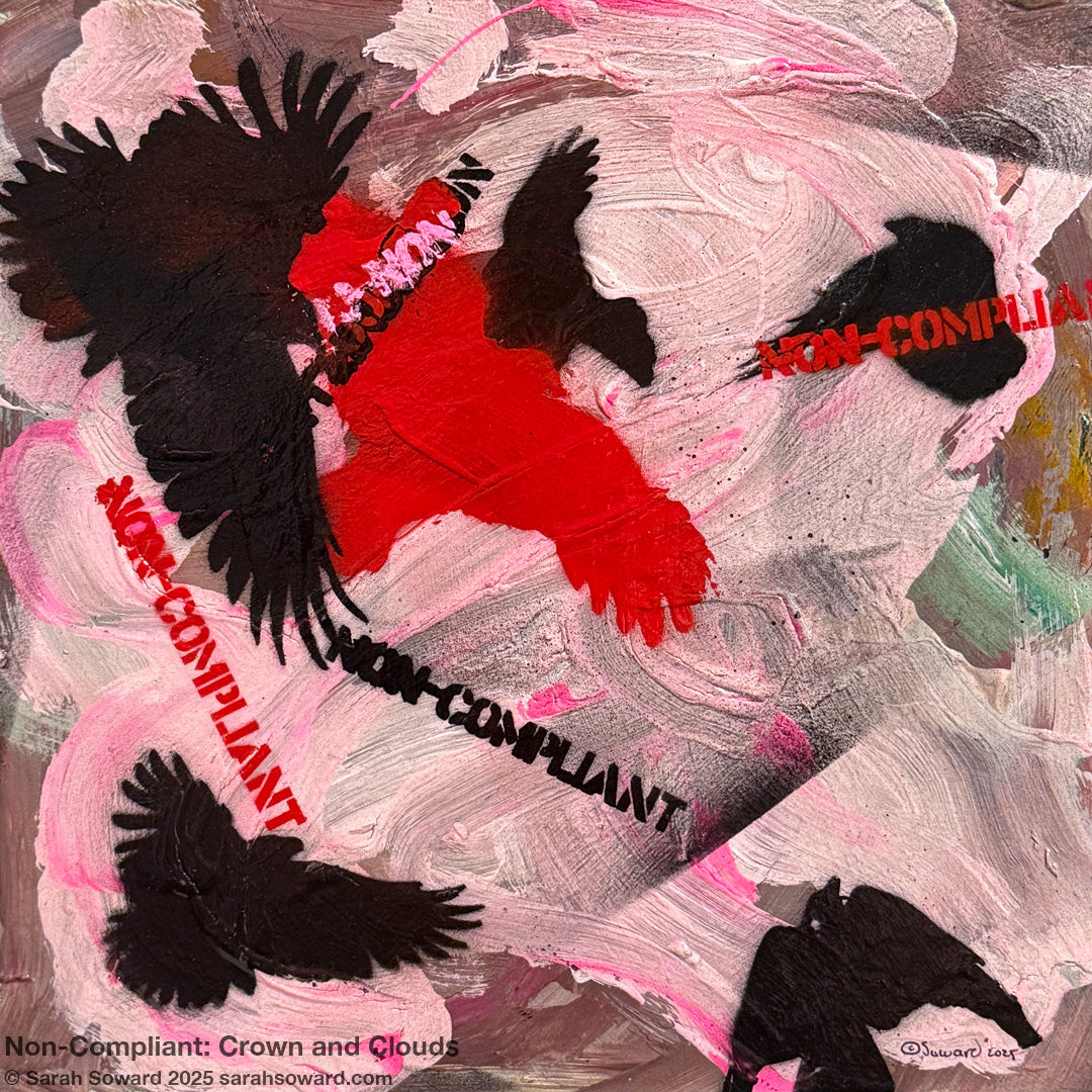 Non-Compliant, Crows and Clouds, Original Painting