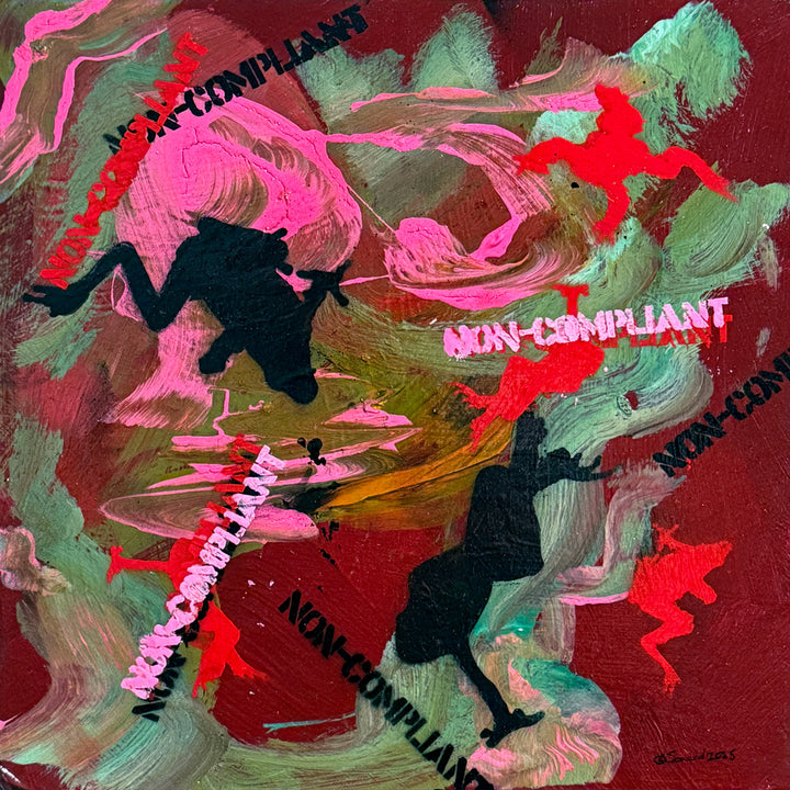 Non-Compliant, Frogs in a Pond, Original Painting