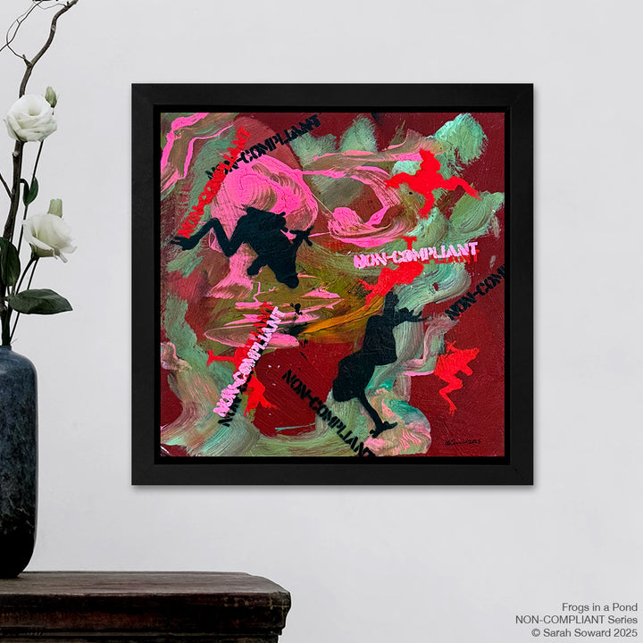 Non-Compliant, Frogs in a Pond, Original Painting
