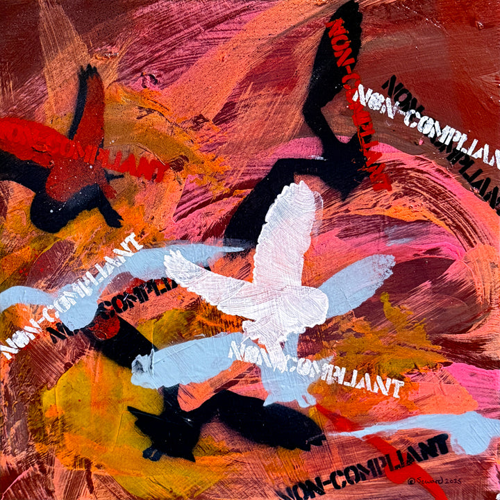 Non-Compliant, Owl Tornado, Original Painting