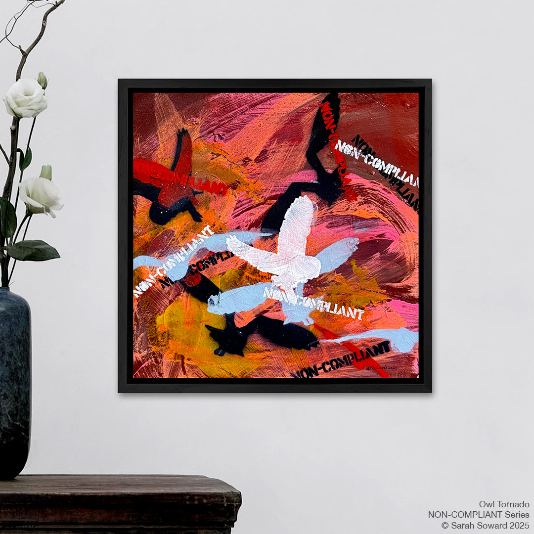 Non-Compliant, Owl Tornado, Original Painting