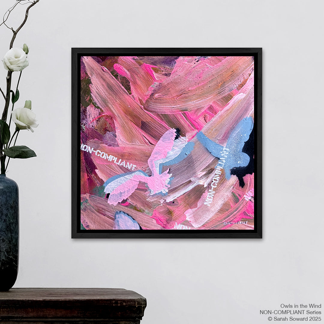 Non-Compliant, Owls in the Wind, Original Painting