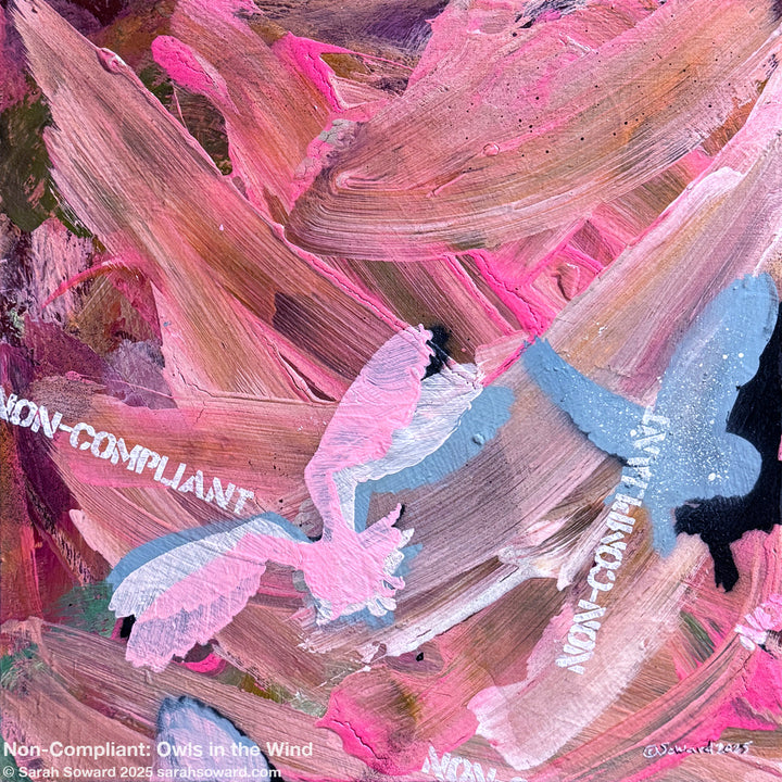 Non-Compliant, Owls in the Wind, Original Painting