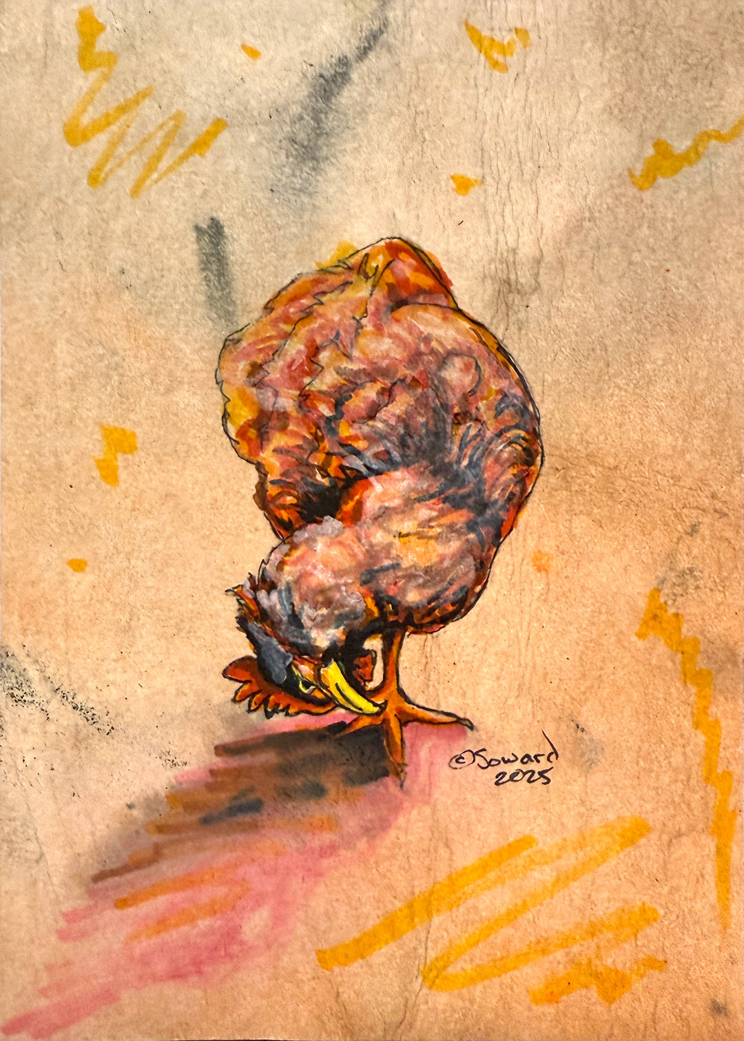 Perspective, Chicken, Original Painting