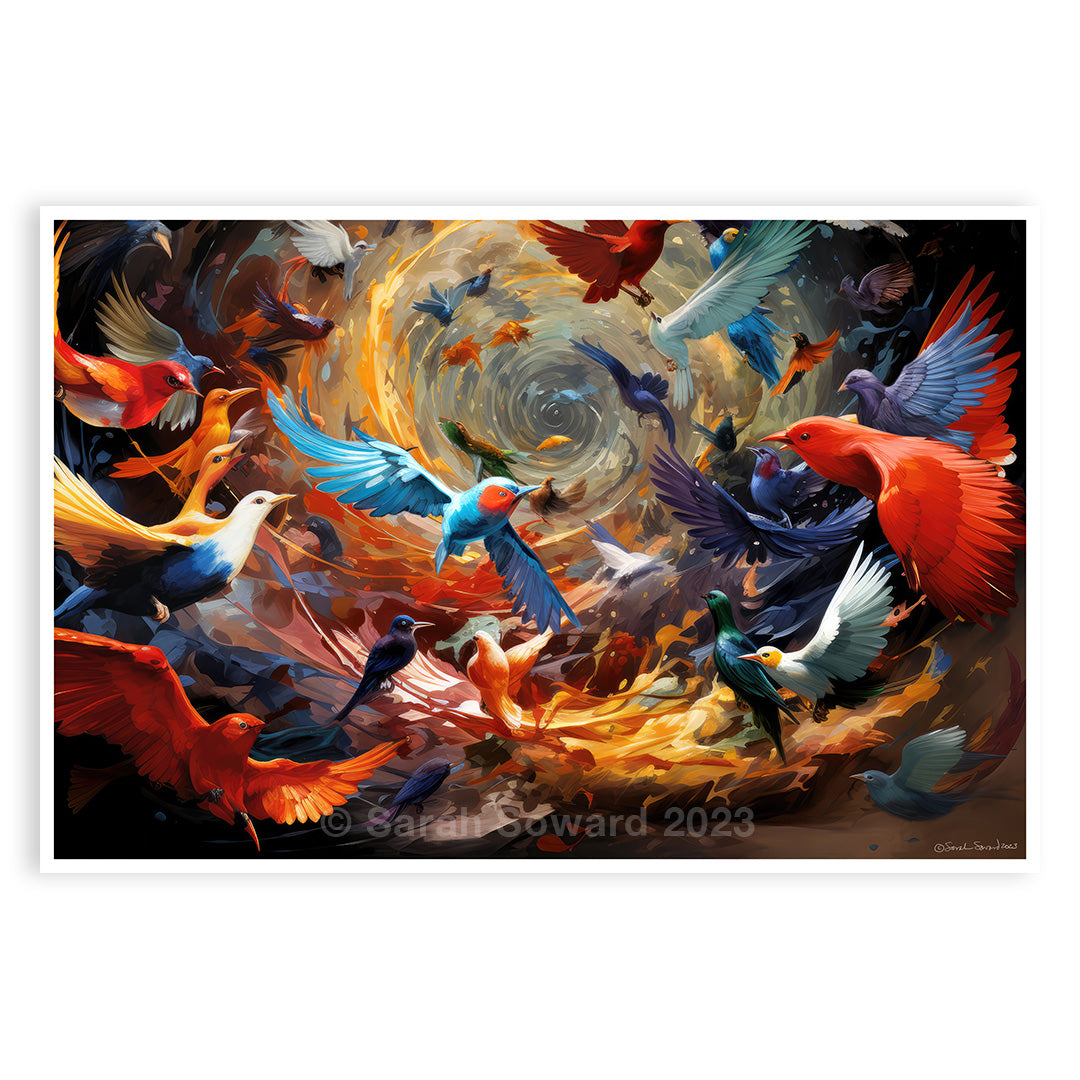 Draw Back, Birds in Flight Print