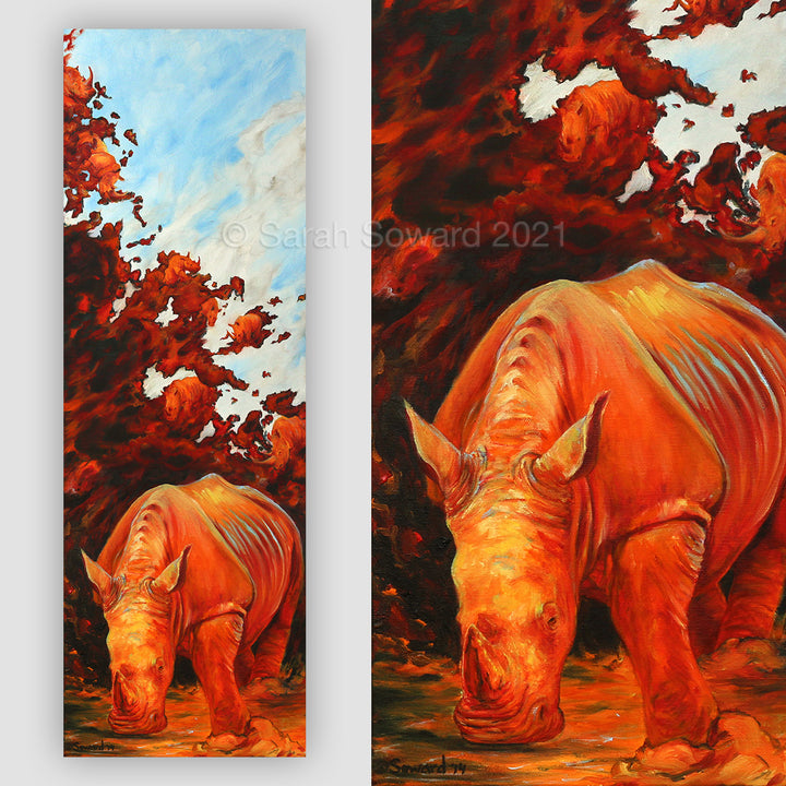 Rhinos for Pele, Hephaestus, Signed Canvas Print (Last One)