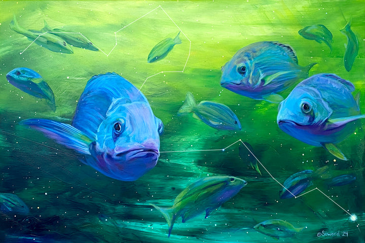 The River, Eridanus, Fish, Original Painting