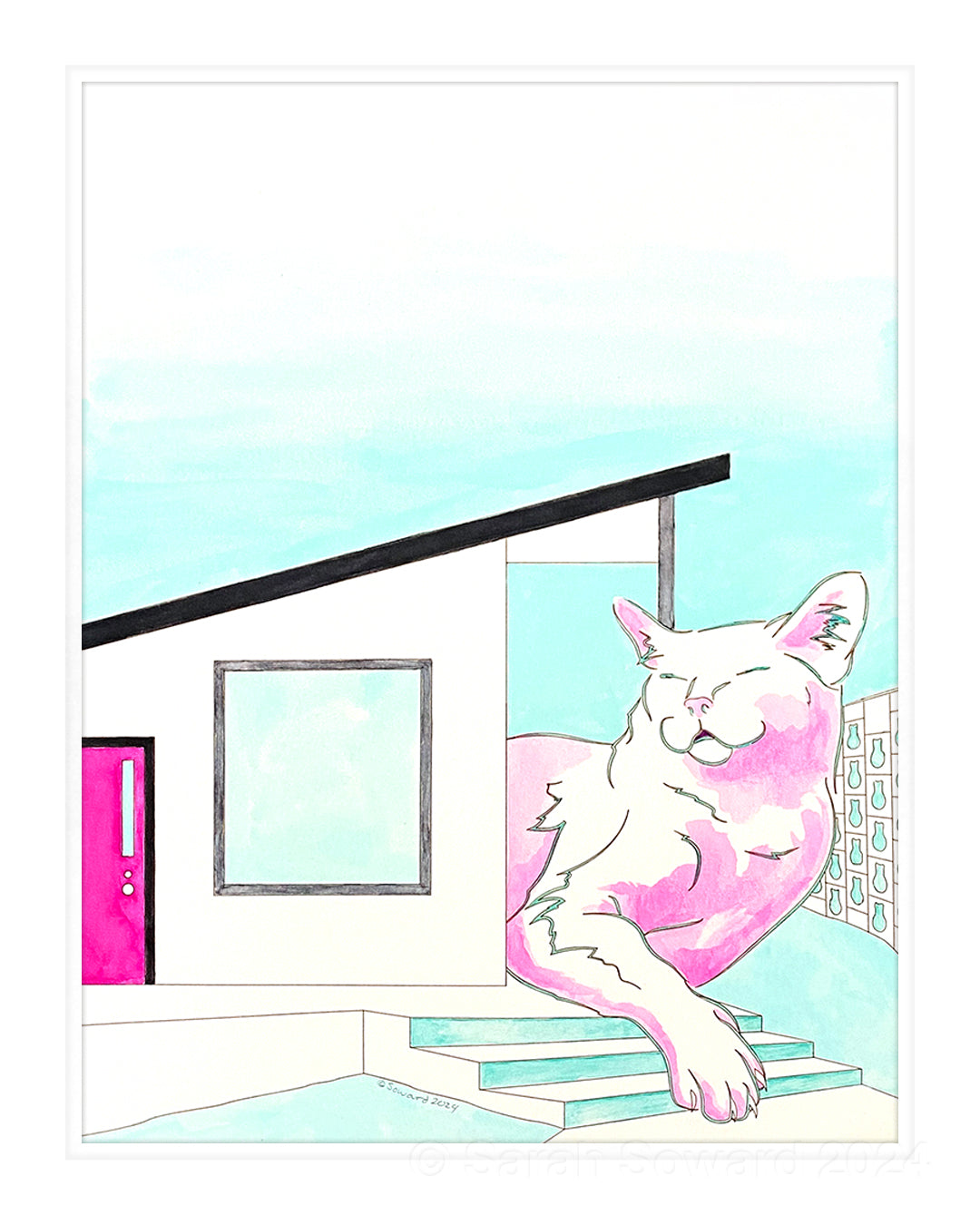 Vivian, Modern House Cats Painting