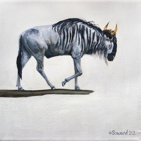 Wildebeest on a Branch, Original oil painting