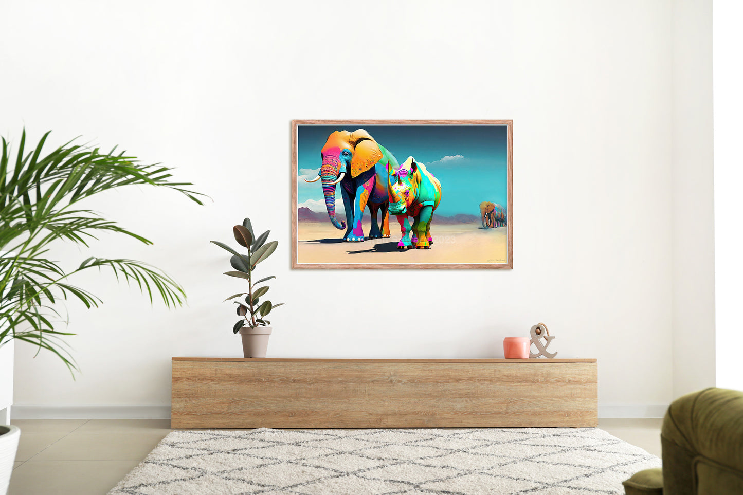 Wise Companions, Elephant and Rhino Print