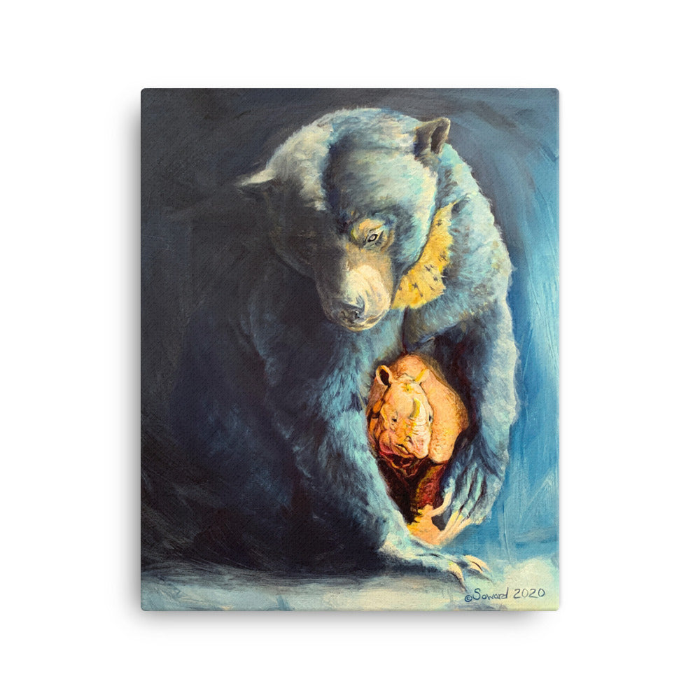 Callisto, Sun Bear and Rhino, Canvas Print