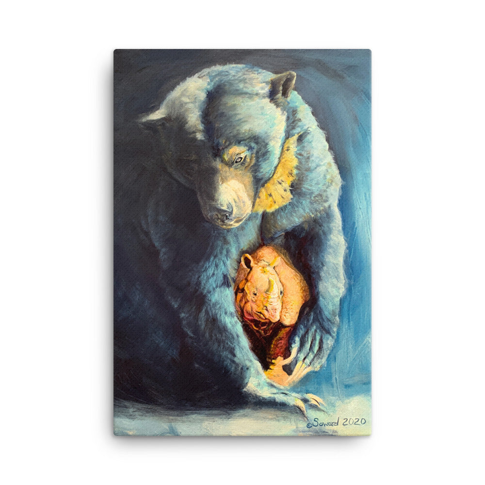 Callisto, Sun Bear and Rhino, Canvas Print