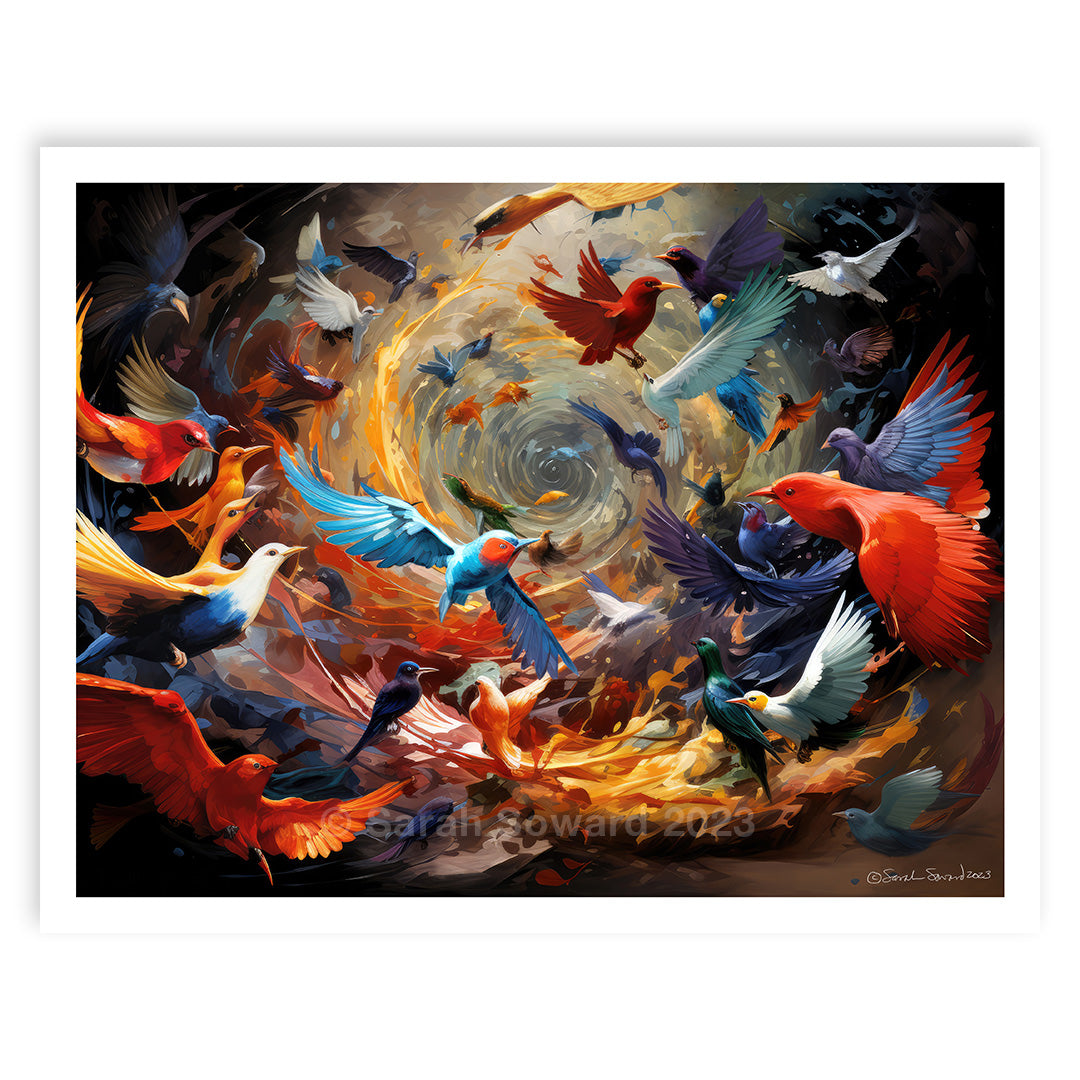 Draw Back, Birds in Flight Print