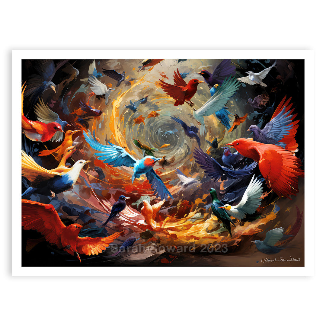 Draw Back, Birds in Flight Print