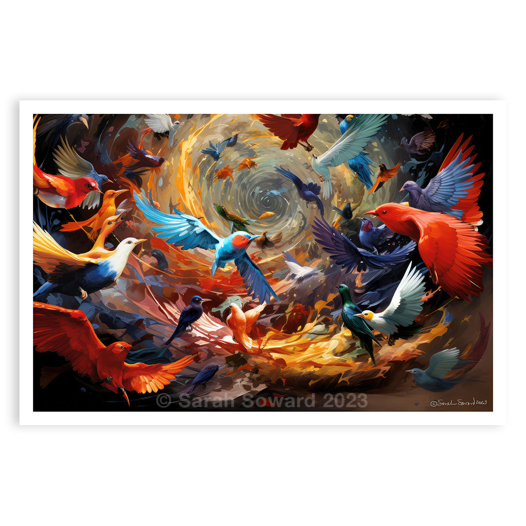 Draw Back, Birds in Flight Print