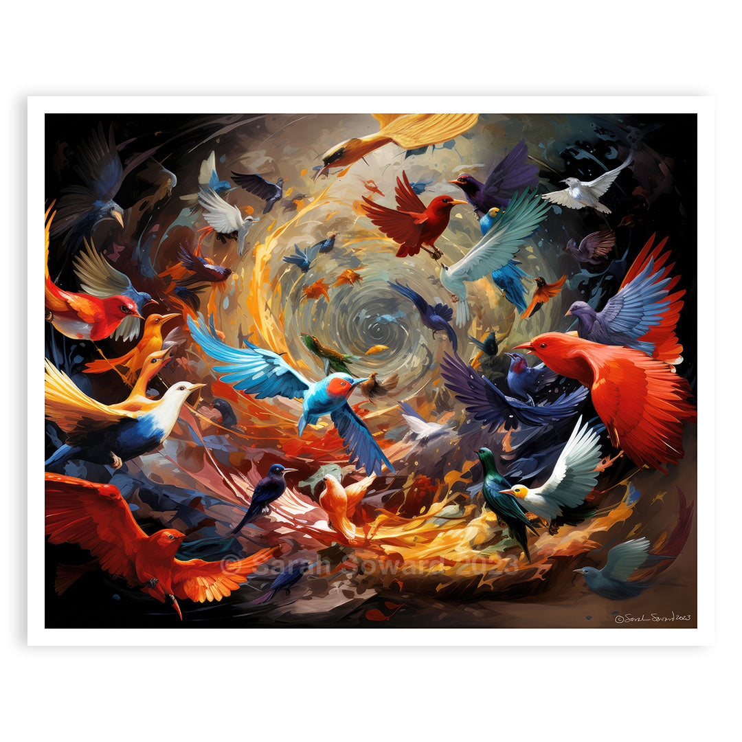 Draw Back, Birds in Flight Print