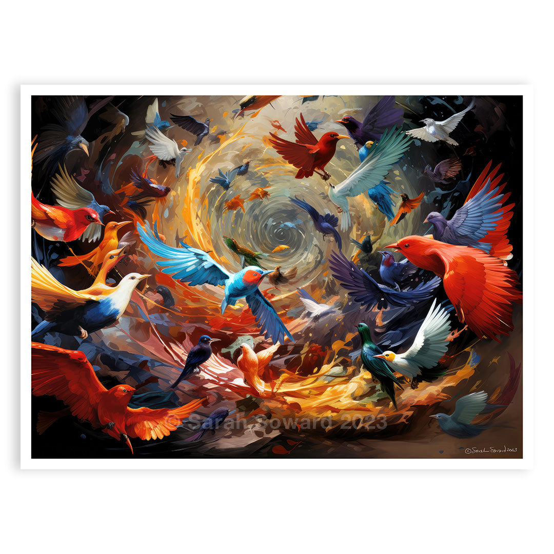 Draw Back, Birds in Flight Print