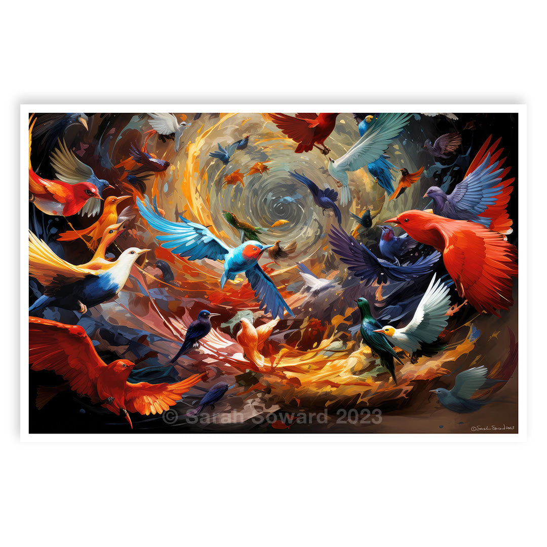 Draw Back, Birds in Flight Print