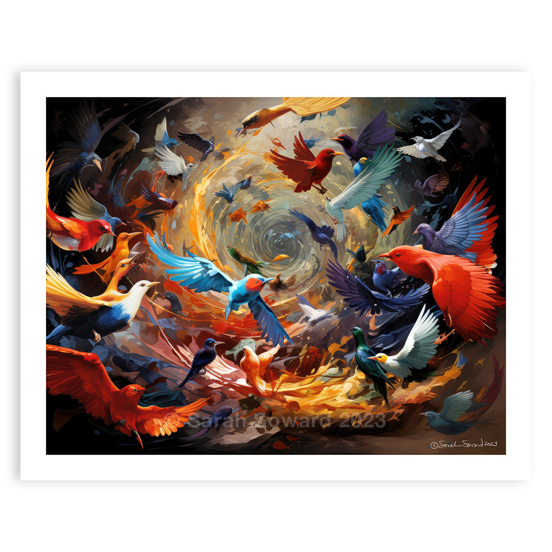 Draw Back, Birds in Flight Print