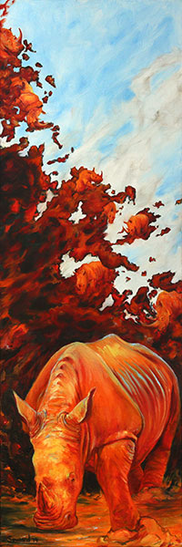Rhinos for Pele, Hephaestus, Signed Canvas Print (Last One)