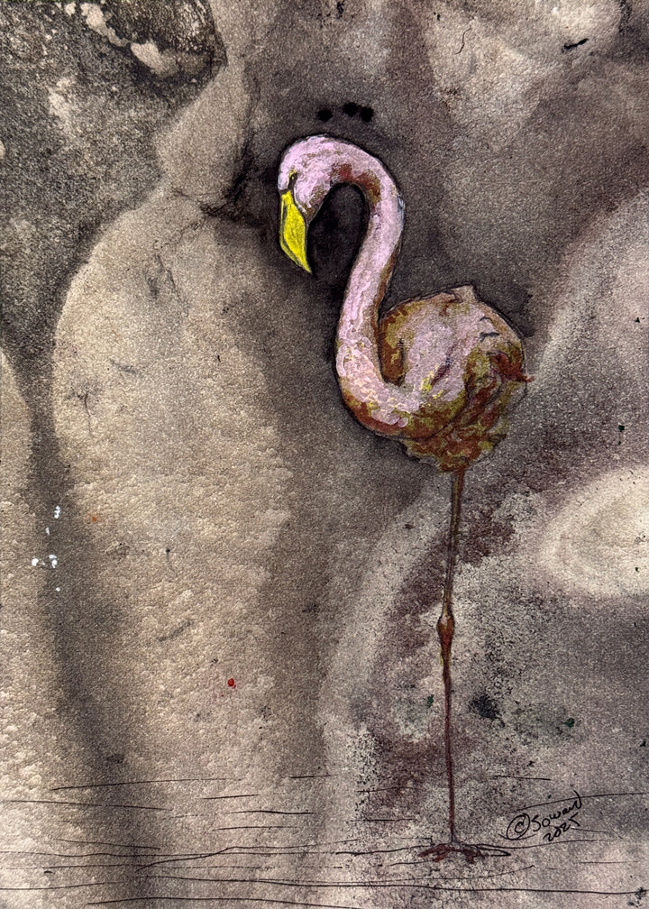 Am I Delicate? Flamingo, Original Painting