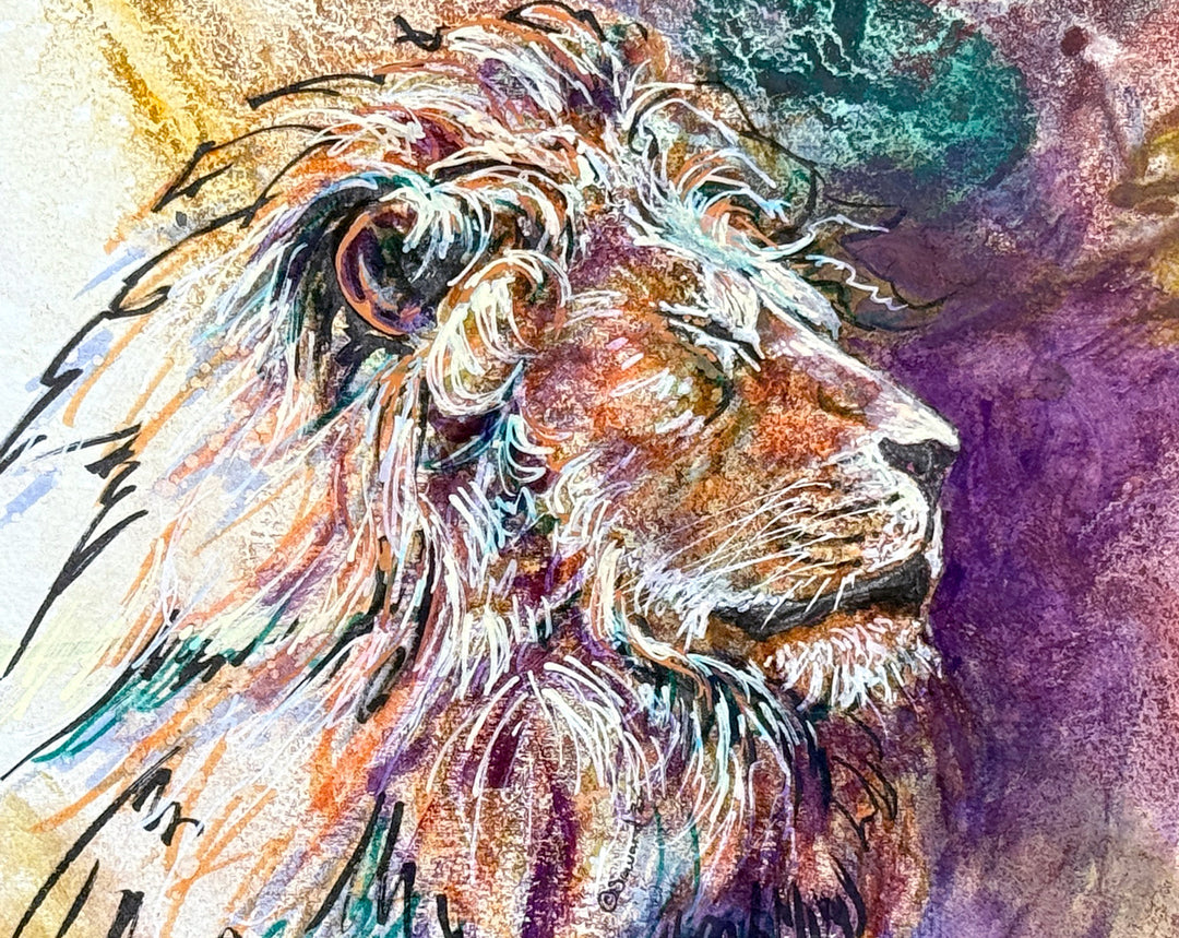 Basking, Lion, Original Painting