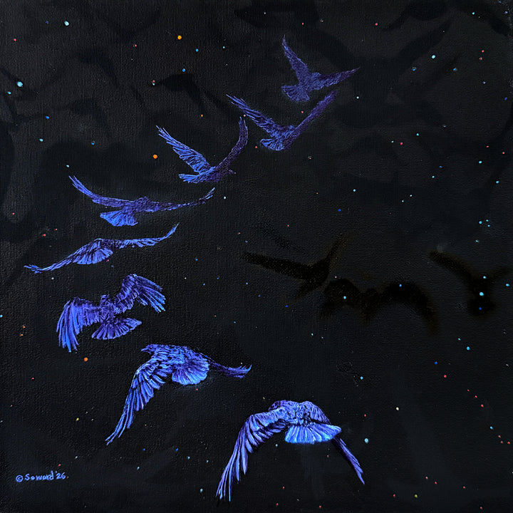 Cacophony of Crows, Corvus, Original Painting