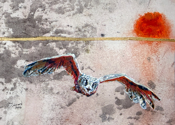 Day Flight, Owl, Original Painting