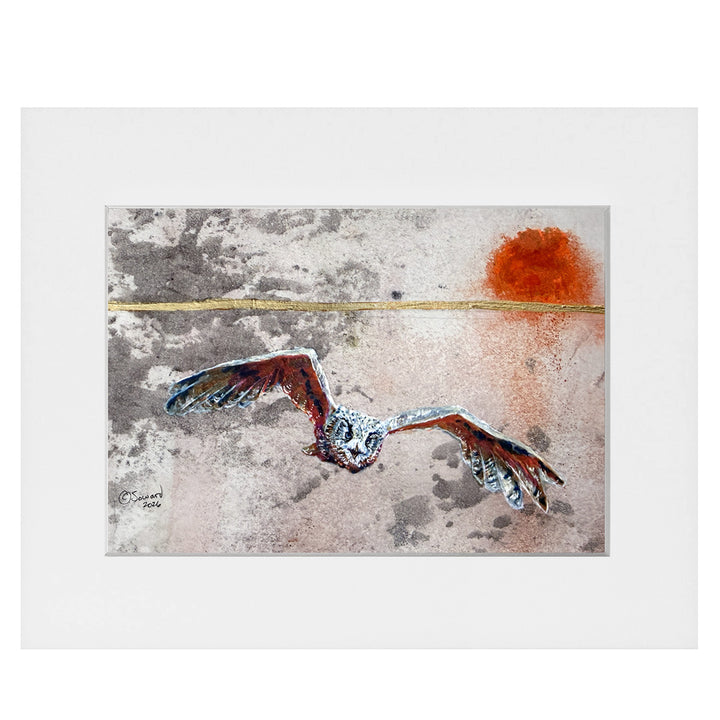 Day Flight, Owl, Original Painting