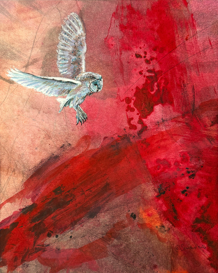 Feet First, Owl, Original Painting