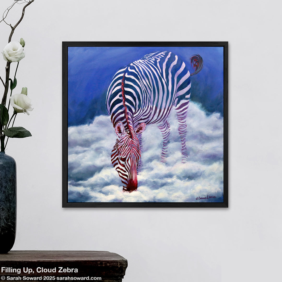 Filling Up, Cloud Zebra, Original Oil Painting – Sarah Soward
