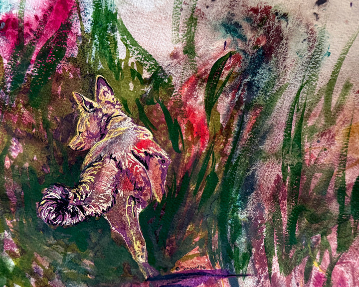 Foxing Around, Island Fox, Original Painting