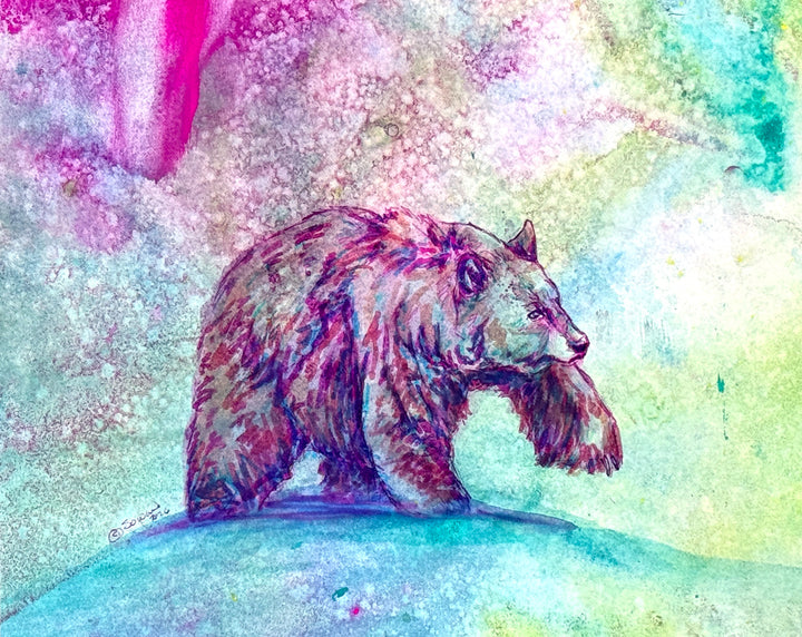 Mid-Step Stop, Bear, Original Painting