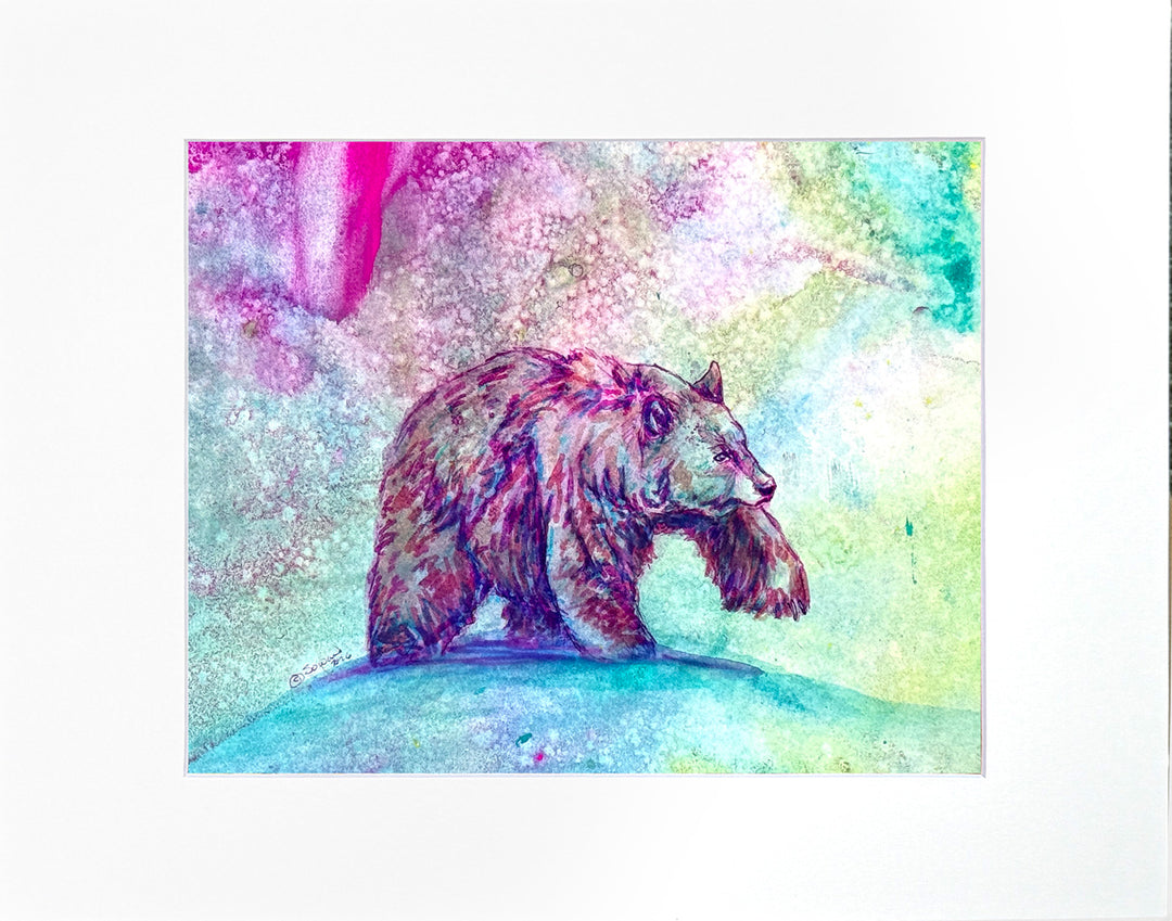 Mid-Step Stop, Bear, Original Painting