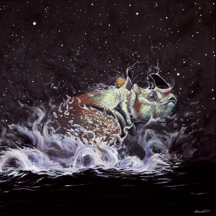 Monoceros Nyx, Rhinoceros, Original Painting