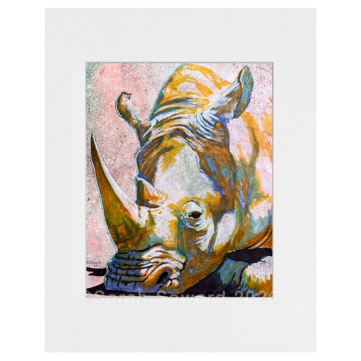 Resting Up, Rhino, Original Painting