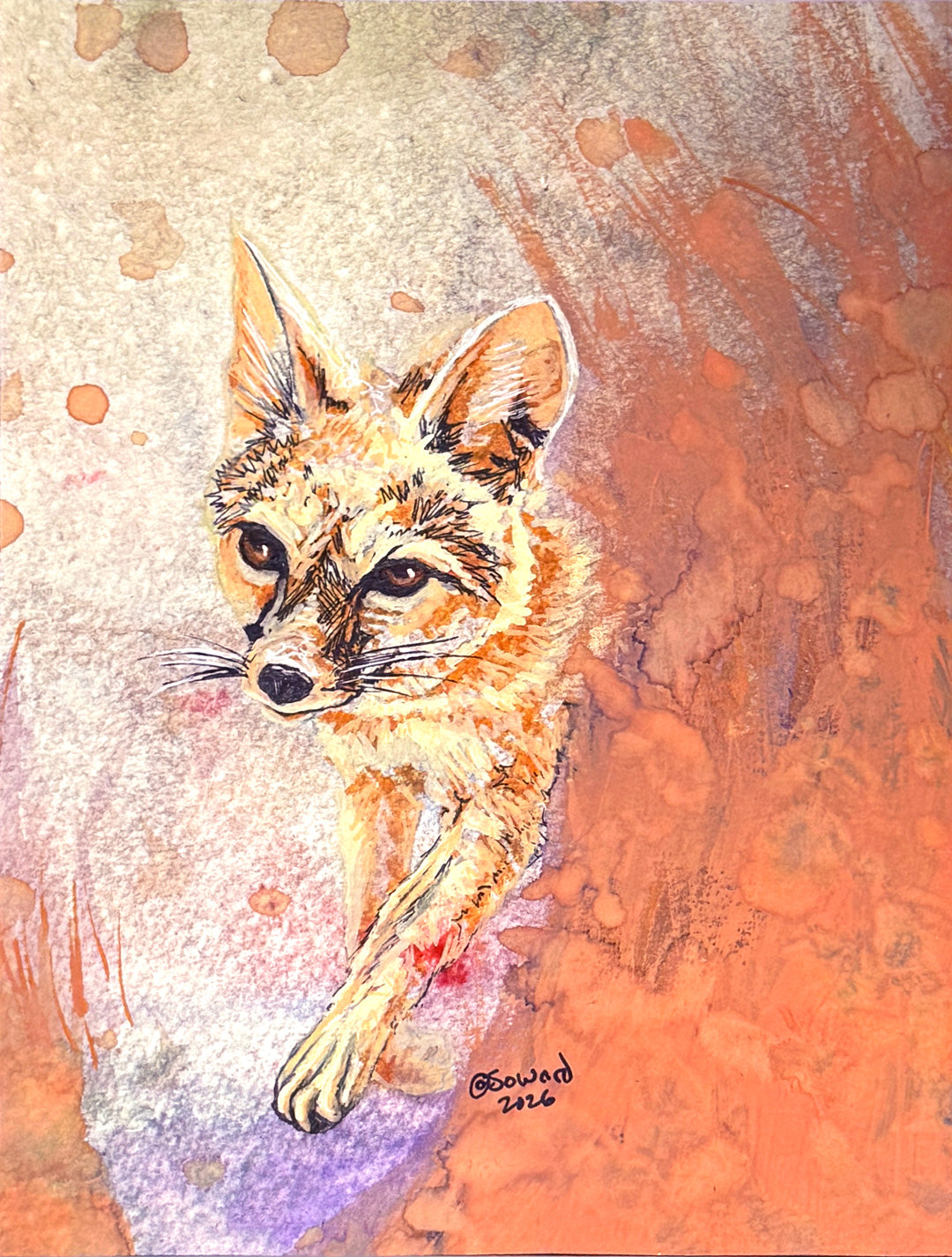 Step of the Fox, Kit Fox, Original Painting