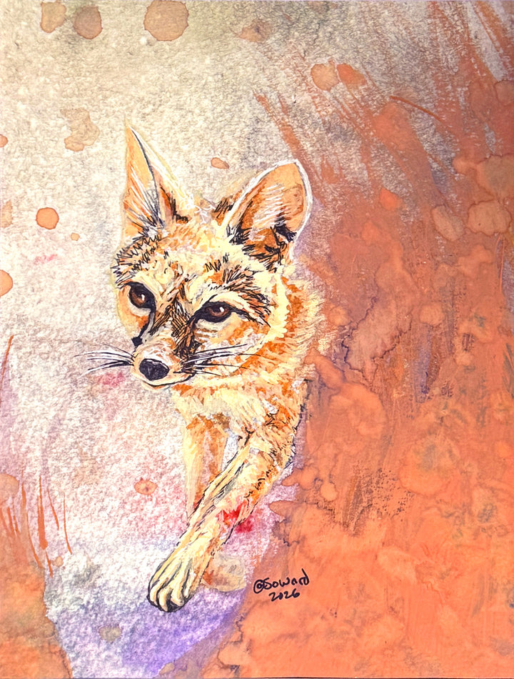 Step of the Fox, Kit Fox, Original Painting