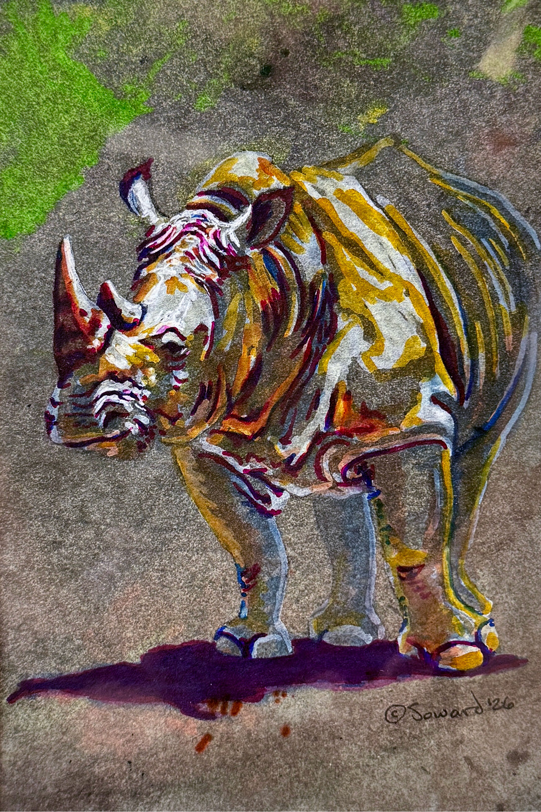 Sunrise Rhino, Original Painting